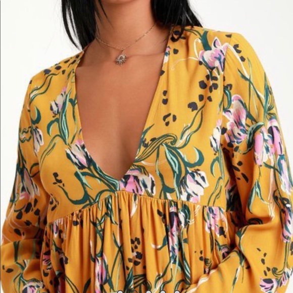 Free People Belle Printed Tunic in Yellow Floral - Picture 4 of 7